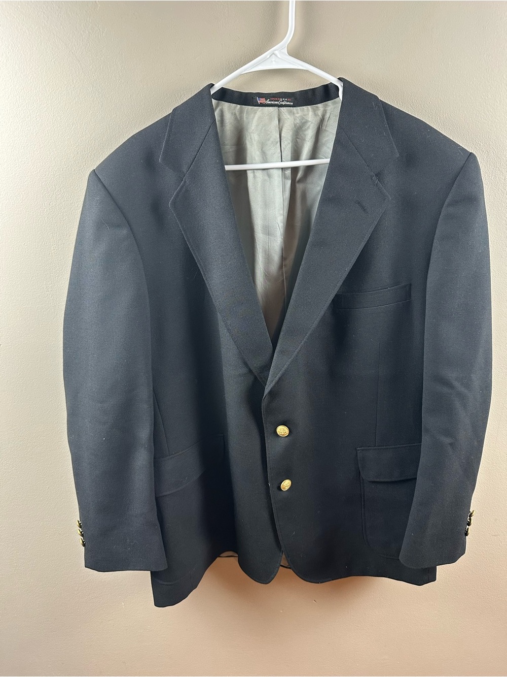 Stafford Men's Black Blazer with Gold Buttons